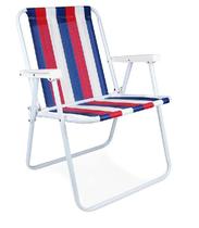 Cadeira De Praia Alta de Aço Azul Marinho/Vermelho/Branco - MOR