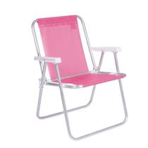 Cadeira de Praia Alta Dobrável Alumínio Sannet Rosa Mor