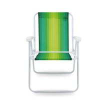 Cadeira De Praia Alta Em Aço Colorida Verde Claro Escuro Mor Verão 72cm Resistente E Confortável Mor