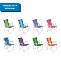 Cadeira De Praia Alta Em Alumínio Suporta até 110kg Cores Variadas