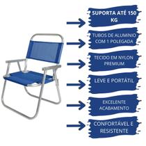 Cadeira de praia alta ideal para camping campo jardim suporta até 150kg promoção