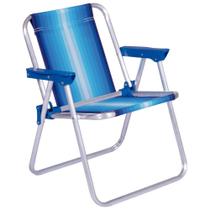 Cadeira De Praia Alta Infantil Cores Dobrável Alumínio Mor