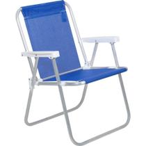 Cadeira de Praia Alta Lazy Alumínio Bel Azul Camping Dobrável Conforto Resistente - 023502