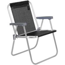 Cadeira de Praia Alta Lazy Aluminio Sannet Bel Preto 23507 Cadeira de Praia Alta Lazy Aluminio Sannet Bel Preto 23507