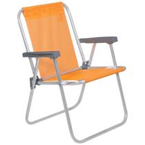 Cadeira de Praia Alta Lazy em Alumínio Laranja 23511 Bel Cadeira de Praia Alta Lazy em Alumínio Laranja 23511 Bel