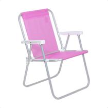 Cadeira de Praia Alta Lazy em Alumínio Rosa Suporta até 110kgs Bel 023510