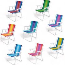 Cadeira De Praia Alta Mor Conforto Em Aluminio 110kg Top cores sortidas