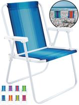 Cadeira De Praia Alta Mor Dobrável Em Aço 110kg Piscina Camping Jardim Pescaria Viagem Cadeira De Praia Alta Mor Dobrável Em Aço 110kg Piscina Camping Jardim Pescaria Viagem