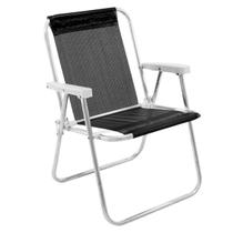 Cadeira de Praia Alta Preta Mormaii Lazy em Alumínio com Poliéster Suporta 110kg - Bel