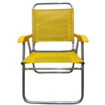 Cadeira De Praia Alta Sanete Encosto Alto Aluminio Ronchetti Cor Amarelo