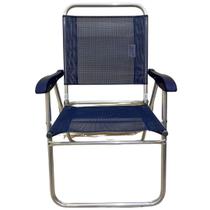 Cadeira De Praia Alta Sanete Encosto Alto Aluminio Ronchetti Cor Azul-escuro