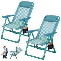 Cadeira de Praia Alta Suteck 2 Unidades Dobrável com Cooler e Porta-Copos Cadeira de Praia Alta Suteck 2 Unidades Dobrável com Cooler e Porta-Copos