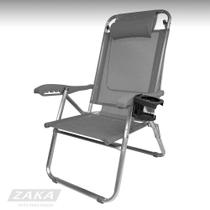 Cadeira de Praia Alum UP Line Cinza Zaka 120KG 5 Posições