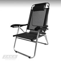 Cadeira de Praia Alum UP Line Preta Zaka 120KG 5 Posições Cadeira de Praia Alum UP Line Preta Zaka 120KG 5 Posições