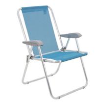 Cadeira de praia alumínio assento azul - Creta master - Tramontina