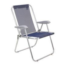 Cadeira de praia alumínio com assento azul escuro - Creta master - Tramontina