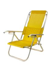 Cadeira de praia aluminio deitar alta 100 kg amarelo