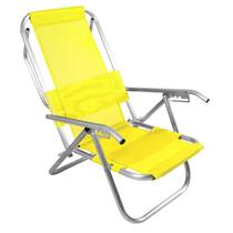 Cadeira De Praia Alumínio Deitar Alta 5 Posições 100kg - amarelo