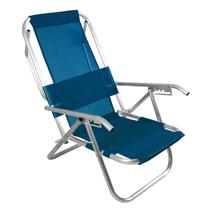 Cadeira De Praia alumínio Deitar Alta 5 Posições 100kg- azul royal - Cadeiras Brasil Tropical