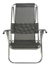 Cadeira de praia aluminio deitar alta 5 posições 100kg cinza