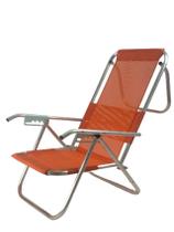 Cadeira De Praia Alumínio Deitar Alta 5 Posições 100kg - laranja