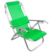 Cadeira De Praia aluminio Deitar Alta 5 Posições 100kg - verde pistache