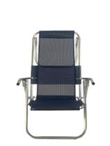 Cadeira de praia aluminio deitar alta reforçada 140 kg azul marinho