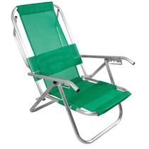 Cadeira de praia alumínio deitar alta reforçada 140 kg verde bandeira