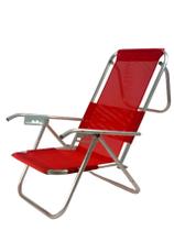 Cadeira de praia alumínio deitar alta reforçada 140 kg vermelho