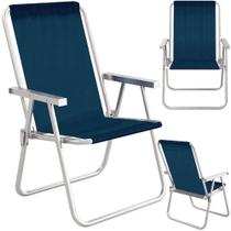 Cadeira de Praia Aluminio Mor Alta Conforto Sannet Azul Mor e Lazer
