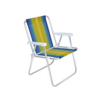 Cadeira De Praia Alumínio Mor Alta Reforçada Dobrável 110kg