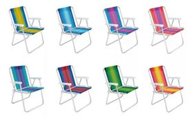 Cadeira De Praia Alumínio Portátil Alta Mor Cores Sortidas