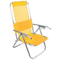 Cadeira de praia alumínio reclinável alta 110 kg amarelo