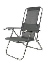 Cadeira de praia aluminio reclinável alta 110 kg- cinza