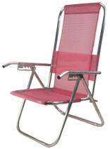 Cadeira de praia aluminio reclinável alta 110 kg- rosa
