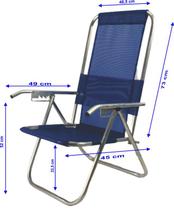 Cadeira De Praia Alumínio Reclinável Alta 5 Posições 110kg