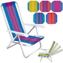 Cadeira de Praia Aluminio Reclinavel com 4 Posicoes Mor