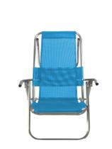 Cadeira De Praia alumínio Reclinável Reforçada 150kg- Azul claro