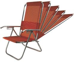 Cadeira De Praia Alumínio Reclinável Reforçada 150kg- Laranja