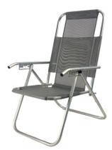 Cadeira de praia alumínio reclinável vip 150 kg cinza