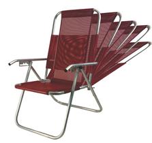 Cadeira de praia alumínio reclinável vip 150 kg- vermelho