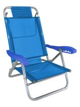 Cadeira de Praia Alumínio Reforçada 5 Posições Banho de Sol Azul Zaka 120 KG Cadeira de Praia Alumínio Reforçada 5 Posições Banho de Sol Azul Zaka 120 KG