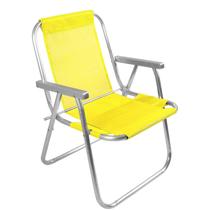 Cadeira de praia alumínio sentar 110 kg amarelo