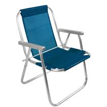 Cadeira de praia alumínio sentar 110 kg azul marinho