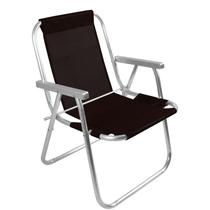Cadeira De Praia Aluminio Sentar Alta 110kg- preto