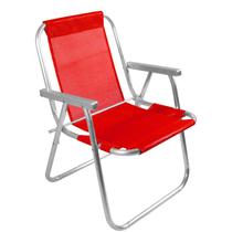 Cadeira De Praia Aluminio Sentar Alta 110kg- vermelho