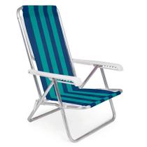 Cadeira de Praia Aluminio Verde/Azul Reclinável 4 Posições - Mor