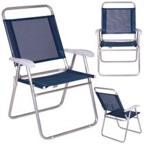 Cadeira de Praia Dobravel Alta em Aluminio Master Plus Azul Mor