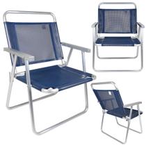 Cadeira de Praia Dobravel Alta em Aluminio Oversize Azul Mor