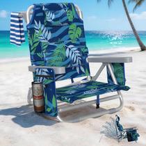 Cadeira de praia dobrável HOPERAN com mochila, 5 posições e cooler Cadeira de praia dobrável HOPERAN com mochila, 5 posições e cooler